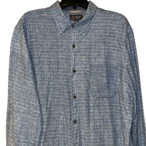 Wallin & Bros‎ Men’s Linen Cotton Shirt Button Down XL Blue Diamond Casual